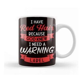 Baskı Dükkanı Red Hair Warning Label Ginger Redhead Orange Red Haired Kupa