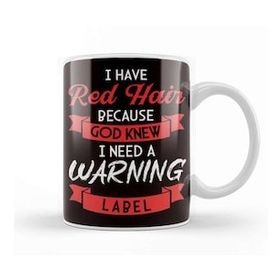 Baskı Dükkanı Red Hair Warning Label Ginger Redhead Orange Red Haired Kupa