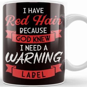 Baskı Dükkanı Red Hair Warning Label Ginger Redhead Orange Red Haired Kupa