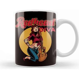 Baskı Dükkanı Redhead Diva Bass Guitar Player Ginger Girl Inked Tattooed Kupa