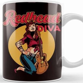 Baskı Dükkanı Redhead Diva Bass Guitar Player Ginger Girl Inked Tattooed Kupa