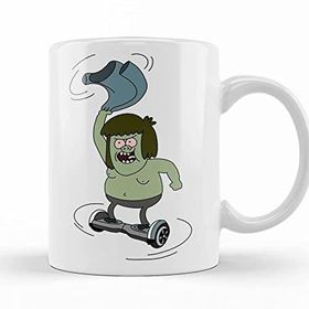 Baskı Dükkanı Regular Show Muscle Man Spinning on a Hoverboard Porselen Kupa