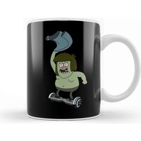 Baskı Dükkanı Regular Show Muscle Man Spinning on a Hoverboard Porselen Kupa