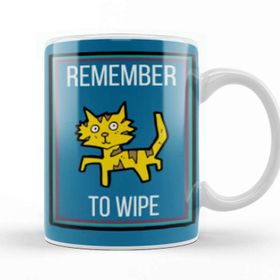 Baskı Dükkanı Remember To Wıpe Cat Kupa