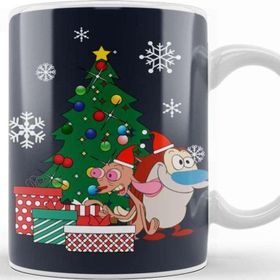 Baskı Dükkanı Ren And Stimpy Around The Christmas Tree Kupa