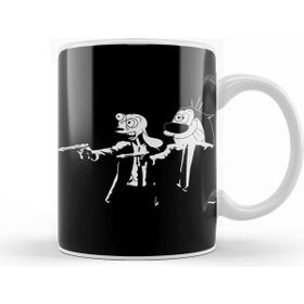 Baskı Dükkanı Ren And Stimpy Pulp Fiction Porselen 330 ml Beyaz Kupa Bardak