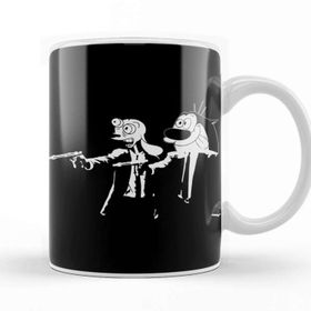Baskı Dükkanı Ren And Stimpy Pulp Fiction Porselen 330 ml Beyaz Kupa Bardak