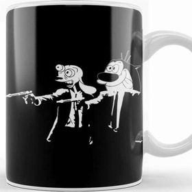 Baskı Dükkanı Ren And Stimpy Pulp Fiction Porselen 330 ml Beyaz Kupa Bardak