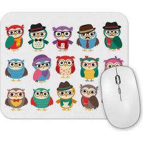 Baskı Dükkanı Renkli Gözlüklü Baykuşlar Mouse Pad