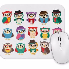 Baskı Dükkanı Renkli Gözlüklü Baykuşlar Mouse Pad