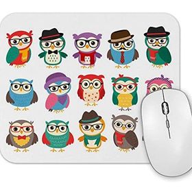 Baskı Dükkanı Renkli Gözlüklü Baykuşlar Mouse Pad