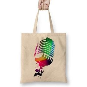 Baskı Dükkanı Renkli Mikrofon Müzik Bez Kadın Günlük Çanta