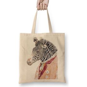 Baskı Dükkanı Renkli Zebra Bez Kadın Günlük Çanta
