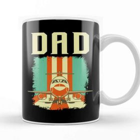 Baskı Dükkanı Retro Airplane Pilot Dad Plane Aviation Father Kupa