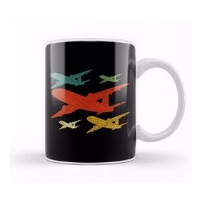Baskı Dükkanı Retro Airplane Vintage Pilot Flying Kupa