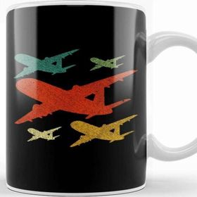 Baskı Dükkanı Retro Airplane Vintage Pilot Flying Kupa