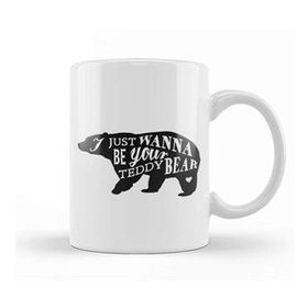 Baskı Dükkanı Retro Animal Bear I Just Want to Be Your Teddy Black Kupa