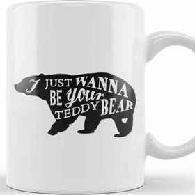 Baskı Dükkanı Retro Animal Bear I Just Want to Be Your Teddy Black Kupa