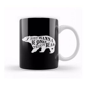 Baskı Dükkanı Retro Animal Bear I Just Want To Be Your Teddy White Porselen 330 ml Beyaz Kupa Bardak