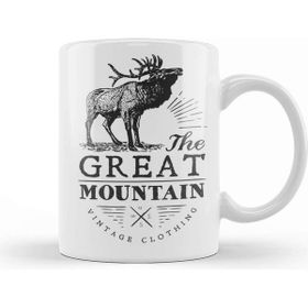 Baskı Dükkanı Retro Animal Stag Great Mountain Vintage Clothing Black Kupa