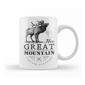 Baskı Dükkanı Retro Animal Stag Great Mountain Vintage Clothing Black Kupa