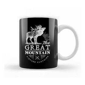 Baskı Dükkanı Retro Animal Stag Great Mountain Vintage Clothing White Kupa