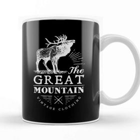 Baskı Dükkanı Retro Animal Stag Great Mountain Vintage Clothing White Kupa