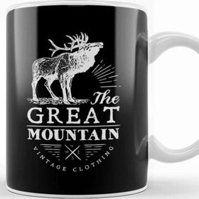 Baskı Dükkanı Retro Animal Stag Great Mountain Vintage Clothing White Kupa
