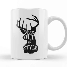 Baskı Dükkanı Retro Animal Stag Nvr Out Of Style Black Kupa