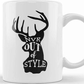 Baskı Dükkanı Retro Animal Stag Nvr Out Of Style Black Kupa