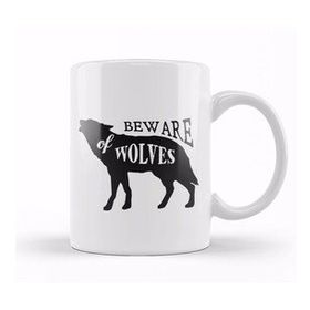 Baskı Dükkanı Retro Animal Wolf Beware Of Wolves Black Kupa