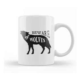 Baskı Dükkanı Retro Animal Wolf Beware Of Wolves Black Kupa