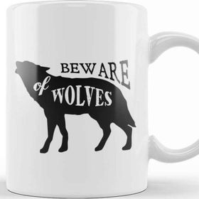 Baskı Dükkanı Retro Animal Wolf Beware Of Wolves Black Kupa
