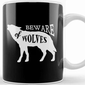 Baskı Dükkanı Retro Animal Wolf Beware Of Wolves White Kupa