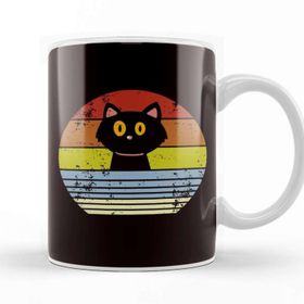 Baskı Dükkanı Retro Cat Vintage Kitten Kitty Pet Animal Gift Kupa