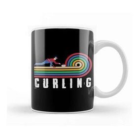 Baskı Dükkanı Retro Curling Player Vintage Curling Broom Stones Coach Team Kupa