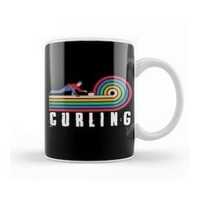 Baskı Dükkanı Retro Curling Player Vintage Curling Broom Stones Coach Team Kupa