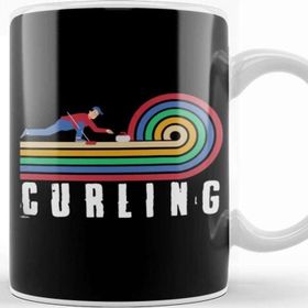Baskı Dükkanı Retro Curling Player Vintage Curling Broom Stones Coach Team Kupa