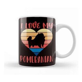 Baskı Dükkanı Retro Love Pomeranian Heart Pommy Pom German Spitz Puppy Pet Kupa