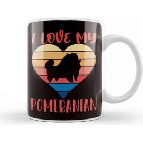 Baskı Dükkanı Retro Love Pomeranian Heart Pommy Pom German Spitz Puppy Pet Kupa