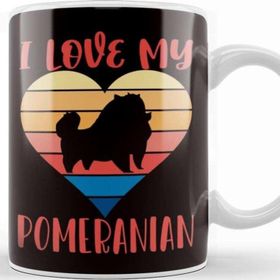 Baskı Dükkanı Retro Love Pomeranian Heart Pommy Pom German Spitz Puppy Pet Kupa