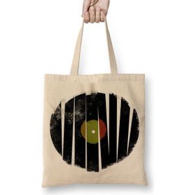 Baskı Dükkanı Retro Müzik Plak Bez Çanta