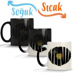 Baskı Dükkanı Retro Müzik Plak Sihirli Porselen Kupa