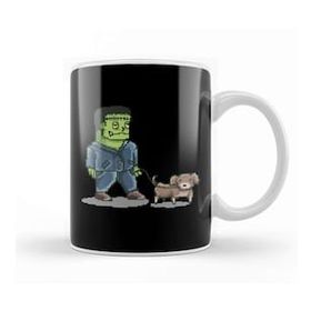 Baskı Dükkanı Retro Pixel Frankenstein Dog Walker Kupa