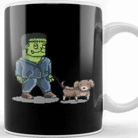 Baskı Dükkanı Retro Pixel Frankenstein Dog Walker Kupa