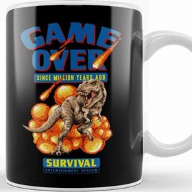 Baskı Dükkanı Retro Pixel Game Over Dinosaur Survival Kupa