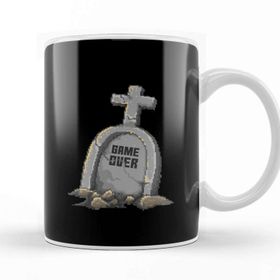 Baskı Dükkanı Retro Pixel Game Over Gravestone Kupa