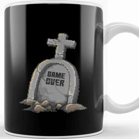 Baskı Dükkanı Retro Pixel Game Over Gravestone Kupa