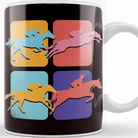 Baskı Dükkanı Retro Pop Art Equestrian Sport Horse Riding Vintage Dressage Kupa