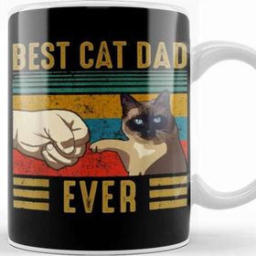 Baskı Dükkanı Retro Vintage Best Cat Dad Ever Fathers Day Siamese Cat Gift Kupa